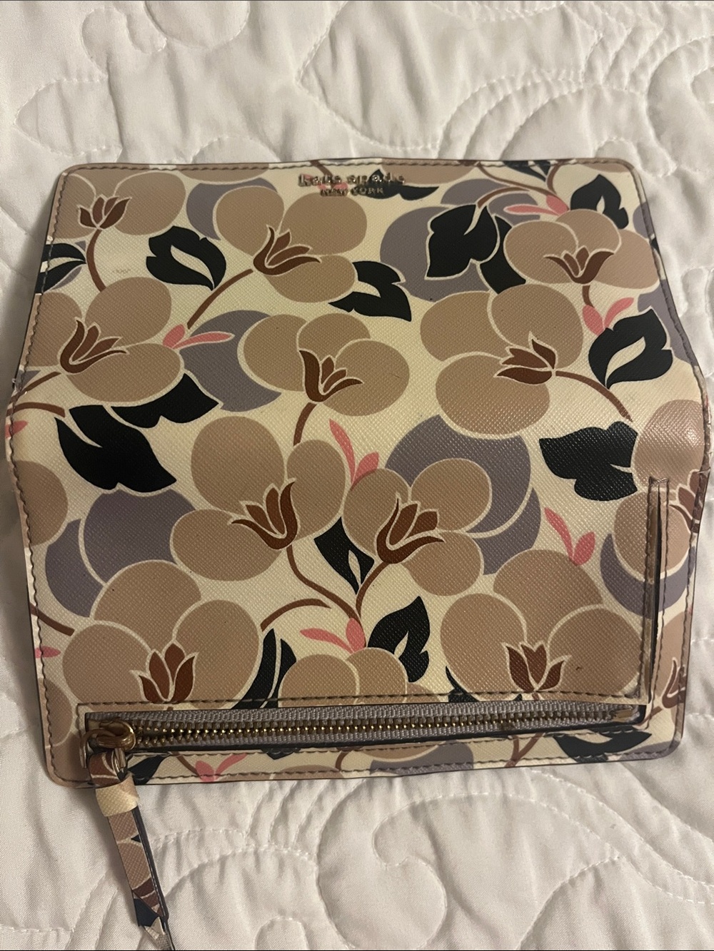kate spade Floral wallet in Cream, Beige, Blue